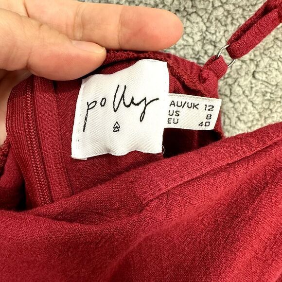 Princess Polly Caedere mini wrap dress red 8 ruffle sleeveless event party boho - Picture 3 of 8